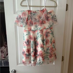 Lulu's Pink and Green Ruffled Tiered Sundress